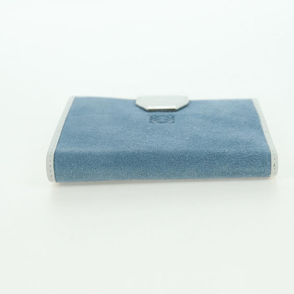 LOEWE Wallet Suede Light Blue Silver Auth BA12283V