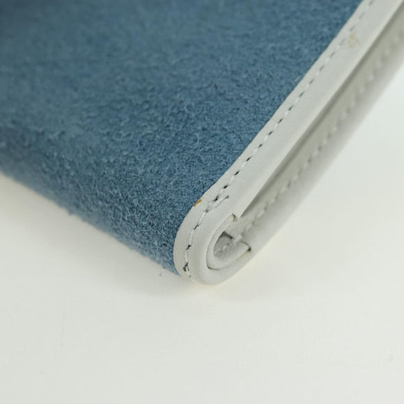 LOEWE Wallet Suede Light Blue Silver Auth BA12283V