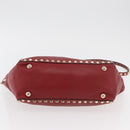VALENTINO Rock Studs Hand Bag Leather 2way Red Gold Auth BA12287-5