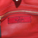 VALENTINO Rock Studs Hand Bag Leather 2way Red Gold Auth BA12287-20