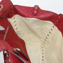VALENTINO Rock Studs Hand Bag Leather 2way Red Gold Auth BA12287-21