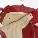 VALENTINO Rock Studs Hand Bag Leather 2way Red Gold Auth BA12287-22