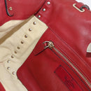 VALENTINO Rock Studs Hand Bag Leather 2way Red Gold Auth BA12287-23