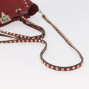VALENTINO Rock Studs Hand Bag Leather 2way Red Gold Auth BA12287-9