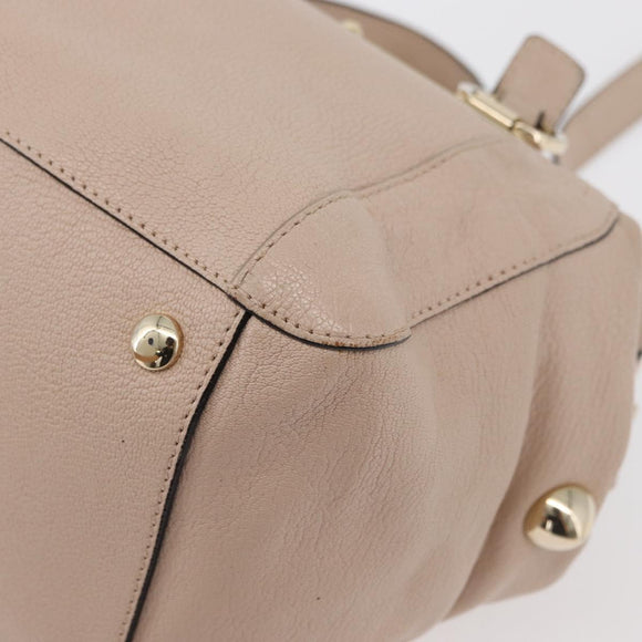 Chloe Hand Bag Leather 2way Beige Gold Auth BA12288A