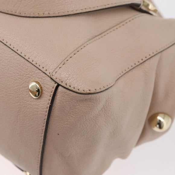 Chloe Hand Bag Leather 2way Beige Gold Auth BA12288A