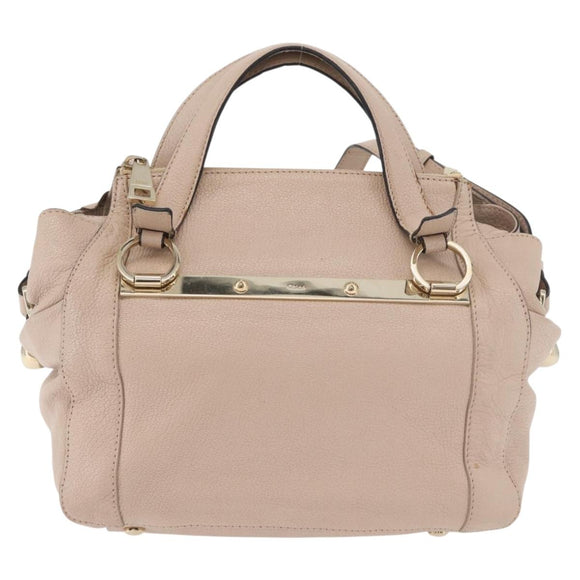 Chloe Hand Bag Leather 2way Beige Gold Auth BA12288A