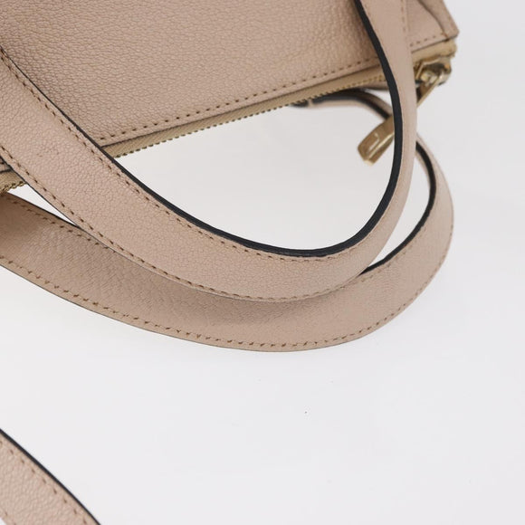 Chloe Hand Bag Leather 2way Beige Gold Auth BA12288A