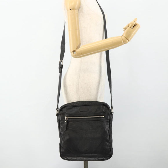 GUCCI GG Canvas Guccissima Shoulder Bag Leather Black Gold 201448 Auth BA12289