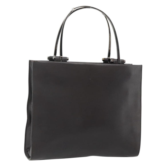 GUCCI Hand Bag Leather Dark Brown Silver 002 1024 Auth BA12290