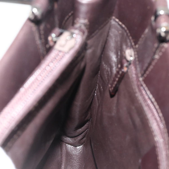 GUCCI Hand Bag Leather Dark Brown Silver 002 1024 Auth BA12290