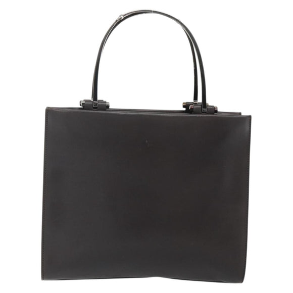 GUCCI Hand Bag Leather Dark Brown Silver 002 1024 Auth BA12290