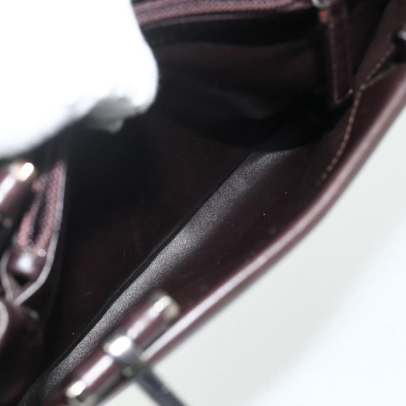 GUCCI Hand Bag Leather Dark Brown Silver 002 1024 Auth BA12290
