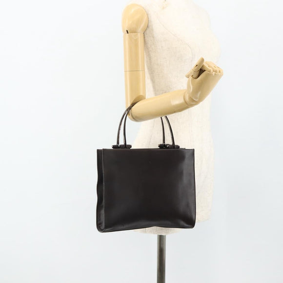 GUCCI Hand Bag Leather Dark Brown Silver 002 1024 Auth BA12290