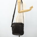 GUCCI Diamante Shoulder Bag Leather Dark Brown Silver 201448 Auth BA12291A-24
