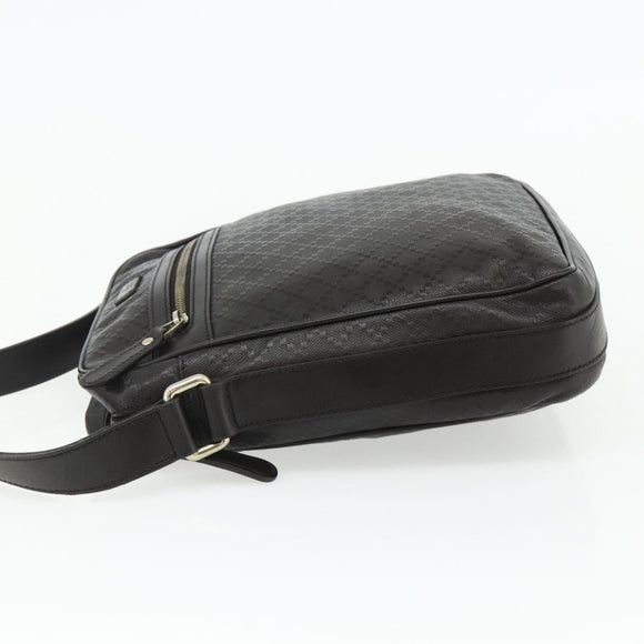 GUCCI Diamante Shoulder Bag Leather Dark Brown Silver 201448 Auth BA12291A