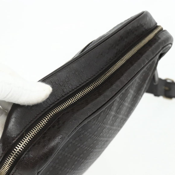 GUCCI Diamante Shoulder Bag Leather Dark Brown Silver 201448 Auth BA12291A