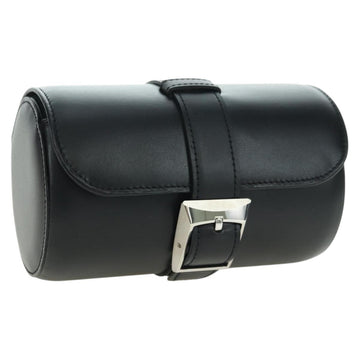CARTIER Watch Case Leather Black Silver Auth BA12294V