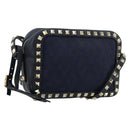 VALENTINO Rock Studs Shoulder Bag Leather Navy Gold Auth BA12296A-1