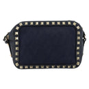 VALENTINO Rock Studs Shoulder Bag Leather Navy Gold Auth BA12296A-13