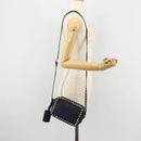 VALENTINO Rock Studs Shoulder Bag Leather Navy Gold Auth BA12296A-23