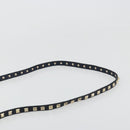 VALENTINO Rock Studs Shoulder Bag Leather Navy Gold Auth BA12296A-8