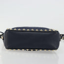 VALENTINO Rock Studs Shoulder Bag Leather Navy Gold Auth BA12296A-5