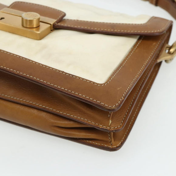 PRADA Shoulder Bag Nylon Ivory Gold Auth BA12301