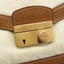 PRADA Shoulder Bag Nylon Ivory Gold Auth BA12301-15