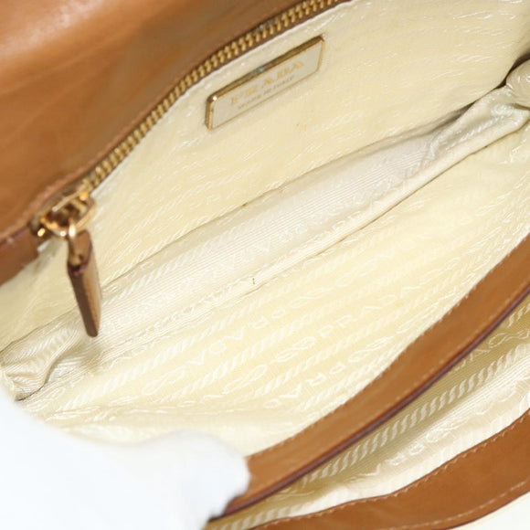 PRADA Shoulder Bag Nylon Ivory Gold Auth BA12301