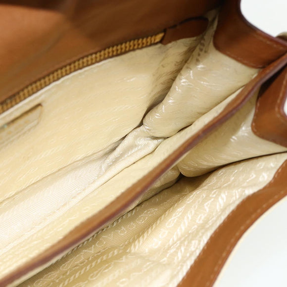 PRADA Shoulder Bag Nylon Ivory Gold Auth BA12301