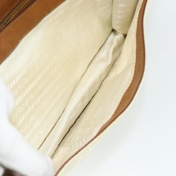 PRADA Shoulder Bag Nylon Ivory Gold Auth BA12301