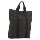 HERMES Her Line Cabas Tote Bag Canvas Gray Silver Auth BA12303-1