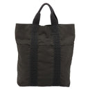 HERMES Her Line Cabas Tote Bag Canvas Gray Silver Auth BA12303-13