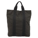 HERMES Her Line Cabas Tote Bag Canvas Gray Silver Auth BA12303-2