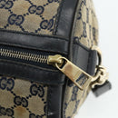 GUCCI GG Canvas Sherry Line Boston Bag 2way Navy Gold 247205 Auth BA12305-16
