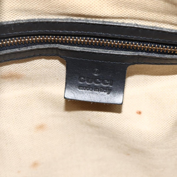GUCCI GG Canvas Sherry Line Boston Bag 2way Navy Gold 247205 Auth BA12305