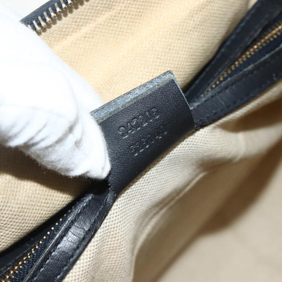 GUCCI GG Canvas Sherry Line Boston Bag 2way Navy Gold 247205 Auth BA12305