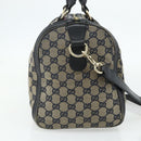 GUCCI GG Canvas Sherry Line Boston Bag 2way Navy Gold 247205 Auth BA12305-4