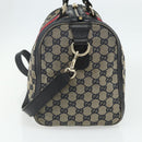 GUCCI GG Canvas Sherry Line Boston Bag 2way Navy Gold 247205 Auth BA12305-5