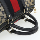 GUCCI GG Canvas Sherry Line Boston Bag 2way Navy Gold 247205 Auth BA12305-7
