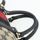GUCCI GG Canvas Sherry Line Boston Bag 2way Navy Gold 247205 Auth BA12305-8