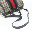 GUCCI GG Canvas Sherry Line Boston Bag 2way Navy Gold 247205 Auth BA12305-9