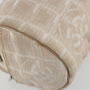 CHANEL New Travel Line Shoulder Bag Nylon Beige Silver CC Auth BA12317-14