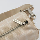 CHANEL New Travel Line Shoulder Bag Nylon Beige Silver CC Auth BA12317-10