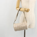 CHANEL New Travel Line Shoulder Bag Nylon Beige Silver CC Auth BA12317-22