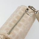 CHANEL New Travel Line Shoulder Bag Nylon Beige Silver CC Auth BA12317-6