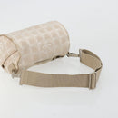 CHANEL New Travel Line Shoulder Bag Nylon Beige Silver CC Auth BA12317-7