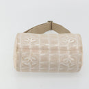 CHANEL New Travel Line Shoulder Bag Nylon Beige Silver CC Auth BA12317-5
