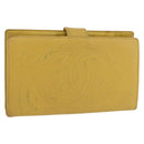 CHANEL COCO Mark Long Wallet Caviar Skin Yellow Gold CC Auth BA12318-1